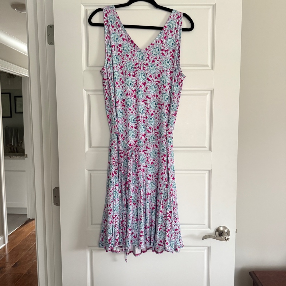 LOFT Pink and Green Floral Midi Dress - Picture 4 of 4